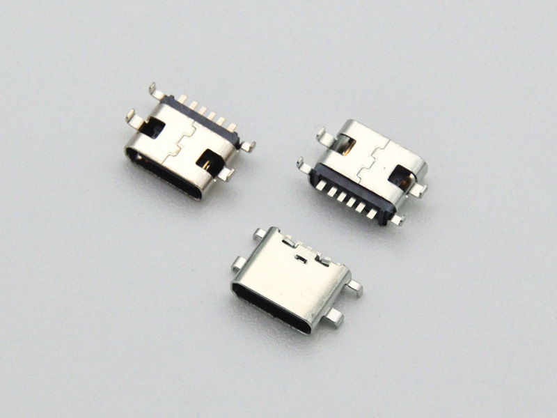 Type-C 6-pin Receptacle L=6.8 mm, surface-mounted type